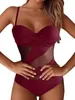 Swimwear féminin 2024 Bikini One Piece Swimsuit Sexy Mesh épissé Hollow