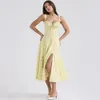 SUNINHEart Spaghetti Brap Summer Dress 2024 Элегантное миди -желтое платье с цветочным припечатками Сексуальные платья по случаю дня рождения женщины 240420