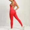 Women's Jumpsuits Rompers Sexy Hollow Backless Scrunch Sports jumpsuit with Elevated Hips Womens Gym Set Integrated Sports Suit without Zipper Fitness Set Y240425