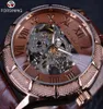 Forsining Skeleton Steampunk Armbandwatch Brauner echtes Lederband Männer Mechanische selbstwindbeobachtende Marke Luxus Automatic9776622