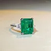 Ringos de cluster VINREGEM 10 12 mm 9ct Emerald Gemstone Cocktail Party Ring for Women Vintage 925 Sterling Silver Wedding noivado Fine Fine