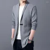 Men's Sweaters Spring Autumn High-end Brand Business Casual Solid Color Slim Mid-length Cardigan Jacket Sweater Men Knitted Trench Coats