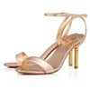 Italië merk vrouwen Redbottom mascasandal sandalen schoenen gouden sculpturale hakken enkel strappy feest bruiloft zomer luxe hoge hakken eu35-43 met doos