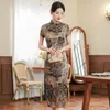 Etnische kleding plus size sexy cheongsams vintage inkt qipao vrouwen korte mouw Chinese stijl jurk elegante lange vestidos zomerjurken jurk