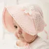 LZDF CAPS HATS spetsar blomma ihåligt baby mössa sommar söt prinsessa baby flicka hatt med båge fast färg spädbarn småbarn hink hatt d240425