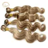 Weaves Highlight Blonde Human Hair Bundle with Closure Piano Color P4/613 3 Bundles with Frontal Body Wave Hair