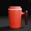 Tasses de bureau en céramique tasse trois pièces avec passoir à thé tasse café simple ménage avancé 301-400 ml d'amant d'eau cadeau