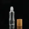 5-12pcs10 ml rouleau sur des bouteilles en verre pour les bouteilles en verre d'huile essentielle récipient rechargeable avec récipient cosmétique de couvercle de bambou
