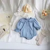 Rompers babykleding Peter pan kraag meisjes bodysuit ruche mouw baby kleding H240425