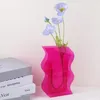 Akrylowy wazon kwiatowy do wystroju pokoju estetycznego nieregularna krągłowa fala plastikowa wazon dekoracyjny do sypialni stół do salonu - różowy 240417