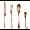 BAR Home Bar Metsits Dining حديقة توصيل 2021 24pcs/مجموعة من الفولاذ المقاوم للصدأ الوردي المائدة الذهب أدوات المائدة أدوات المائدة