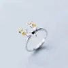 Cluster Rings 925 Sterling Silver Romantic Plum Flower Deer Animal Adjustable Ring Fine Jewelry For Women Girls Party Daily Accessories Gift