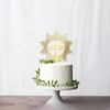 Supplência de festa 1pxs bolo cruzado topper de ouro acrílico batismo decoração de comunhão Mariage (L 11,3 11,8 cm)