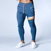 Japan UK SKY BLUE Zipper Pocket Sport Running Men Joggers Bodybuilding Trackpants Sweatpants Gym Training Jogging Pants 240412