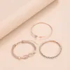 Per perlé 3pcs Femmes Heart Open Bracelet Set Fashion Crystal Tennis Chain Bangle for Girls Trend Party Bijoux Accessoires