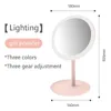 Miroirs Miroir de maquillage à miroir cosmétique LED avec lumière LED USB portable de bureau amovible miroir miroir léger Tricolor HD réglable USB