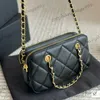 Borsetta per reticolo di diamante di lusso da donna con borsetta per moneta oro con catene in metallo oro Borsa per trucco della spalla Canna cosmetica Borsa di traversa 20*11,5 cm