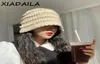 Cappelli larghi Panama Warm Winter Women039s Cappello per secchio per adolescenti in feltro di lana Girl Sautumn e pelliccia Black Solid Colore Knitted13029935