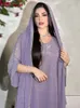 Robe de fête arabe saoudienne pour femmes Abaya Robes musulmanes de hijab diamant set 2