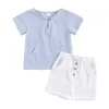 Roupas Conjuntos de roupas Visgogo 2pcs Roupas de verão de menino de menino de manga curta t-shirt t-shirt listrada de t-shirt shorts elásticos