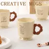 Tumblers 400ml French Style Mug Ceramic Personality Goblet Office Coffee Cup Home Milk Water Oatmeal Breakfast Cups Fine Gift H240425