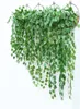 Zielony sztuczny fałszywy wiszący winorośl liście liści kwiaty girlanda domowa ściana ogrodowa wisząca globina