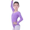 Portez-vous fille Ballet Dance Leotard Girls Bodys de gymnastique à manches longues solides pour les enfants Balleina Training Yoga Tap Jazz Costumes