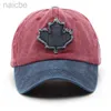 Caps chapeaux Canada Big Maple Leaf broderie Baseball Cape Femme Hommes Vintage Unisexe Coton Wasted Coton Caps Baseball Extérieur Sports Pêche Chapeaux D240425