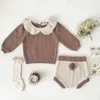 Set di abbigliamento per bambini miliani set di abbigliamento set di maglioni e bloomer da 2 pezzi da 2 pcs si adattano baby ouitfit h240425