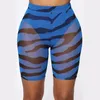 Pantalon féminin 2024 Fashion Neon Color Mesh Zebra Print Shorts Madames Sexy Clubwear Voir à travers la taille haute myqh07