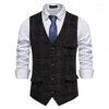 Men's Vests Spring And Autumn Fashionable Retro Suit Vest With Checkered Amekaki British Large Tank Top