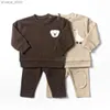 T-shirts 2 stks Baby Boy-kleding Set Spring herfst Breid Fashion Patch Lange mouwen Top+broek Pasgeboren outfit Animal Printl2404