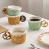 Gobelets mignonnes waffle biscuit série de forme tasse tasses à café avec poignée petit-déjeuner tasse à tasse à thé cadeau de desserts pour amis filles h240425
