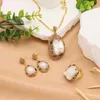 Earrings Natural Baroque Pearl Pendant Tourmaline Necklace Earring Ring Set Women Personality Simple Light Luxury Jewelry 230831