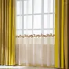 Gardin europeisk stil gul skarvad flanellett gardiner för levande matsal sovrum förtjockad blackout valance anpassad