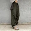 Kadın Pantolon Kadın Madison Bira Bol Düşük Bel Paraşüt Kargo Geniş Bacak Eşyalar Drawstring Hippi Joggers Khaki Siyah Pantolon