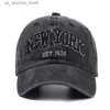 Bollmössor 2024 New York City Mens Cotton Washed Hat Womens Gorras Button Hat Baseball Hat Sun Protection Cassette Dad Hat Outdoor Hat Q240425