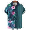 Sommerblume 3D -Print Top Mens Hawaii Beach Shirts Outdoor Party atmungsaktive Kurzarm Street Soziale Kleidung 240424