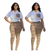 Women's Two Piece Pants designer Q6099 Summer New Fashion Casual Checker Set FYGQ