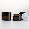 Bouteilles de rangement 2pcs 5G-50g Amber Brown Glass Cosmetic Jar Face Crème Portable Travel Container Accessoires