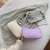 Bag Soft PU Leather Women Purple Underarm Retro Solid Color Ladies Baguette Handbags Fashion Design Girls Small Shoulder Bags