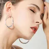 Hoop Earrings Silver Color 40/45/50mm Round Circle For Women Wedding Engagement Party Jewelry