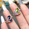 Cluster Rings Natural Topaz And Diopside Citrine Fishion Design For Women Engagement Ring Silver 925