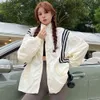 Zomer Amerikaans Stand Up -kraag patchwork Striped Long Sleved Assault Women S Loose Zipper Sports Sun Protection Suit T P.