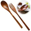 Forks Japanese-style Wooden Fork And Spoon Flatware Salad Serving Utensil Convenient Cake