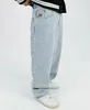 Jeans masculin streetwear polaire grand garçon y2k pantalon hip hop caricaturé broderie rétro bleu hommes