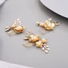 Headpieces Bride Handmade Gold Rhinestones Side Hair Comb Prom Party Headpiece Flower Women Bridal Accessories Wedding Head Jewelry