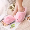 Pantoufles de maison chaude d'hiver Migne Petit Pig Cartoon Pig Designe Adult Girl Lady Plush Head Silent Indoor Floor Femme House Chaussures Y1120