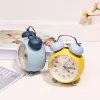 Clocks 3 inch alarm clock with silent alarm double bell mechanical clock office desk bedroom living room creative home decoration