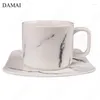 Mugs Creativity Marble Texture Ceramic Nordic Office Desktop Coffee Cups With Base Spoon Afternoon Tea Tableware Home Decoration